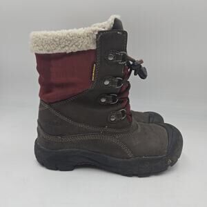 KEEN Boots Youth Boys Size 2 Basin Snow Black Leather Insulated Waterproof Gorp